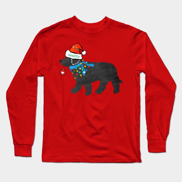 Christmas Labradoodle Naughty Dog Long Sleeve T-Shirt by EMR_Designs